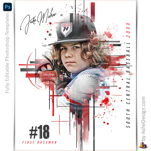 Amped Effects - Geometric Grid Multi-Sport Poster Template For Photoshop