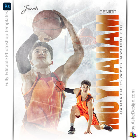 Amped Effects - Grunge Reflection Basketball Poster Template For Photoshop