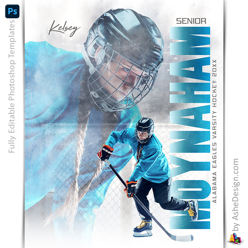 Amped Effects - Grunge Reflection Hockey Poster Template For Photoshop