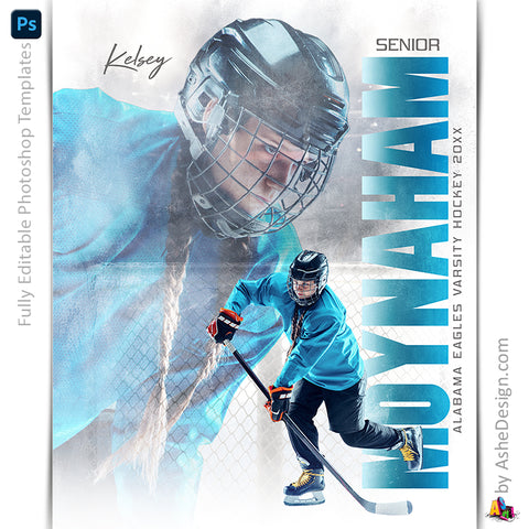 Amped Effects - Grunge Reflection Hockey Poster Template For Photoshop