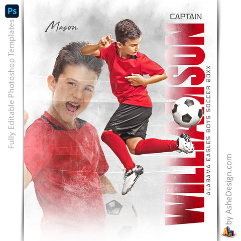 Amped Effects - Grunge Reflection Soccer Poster Template For Photoshop
