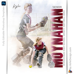Amped Effects - Grunge Reflection Softball Poster Template For Photoshop