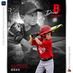Amped Effects - Halftone Baseball Poster Template For Photoshop