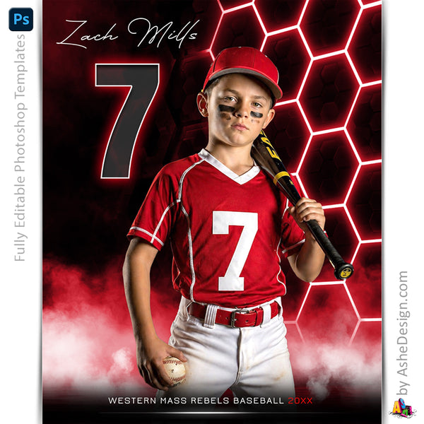 Amped Effects - Honeycomb Glow Multi-Sport Poster Template For Photoshop