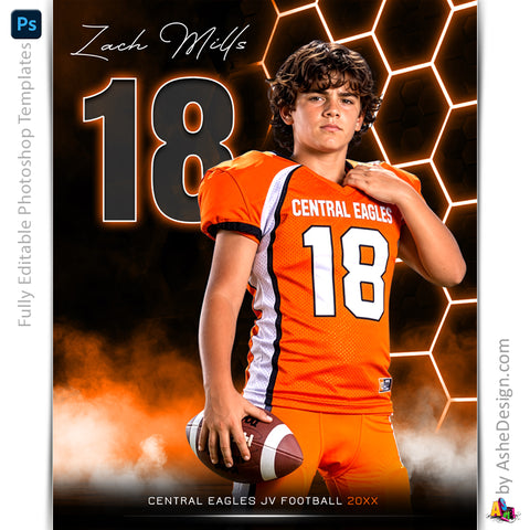 Amped Effects - Honeycomb Glow Multi-Sport Poster Template For Photoshop
