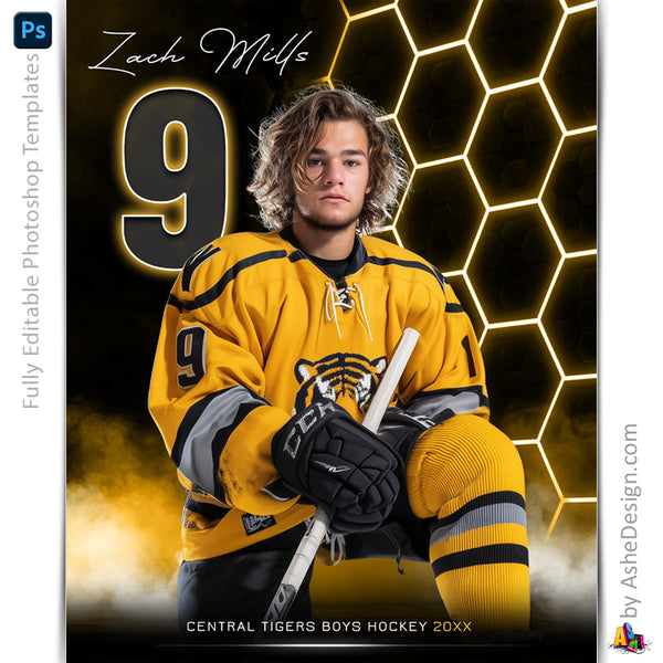 Amped Effects - Honeycomb Glow Multi-Sport Poster Template For Photoshop