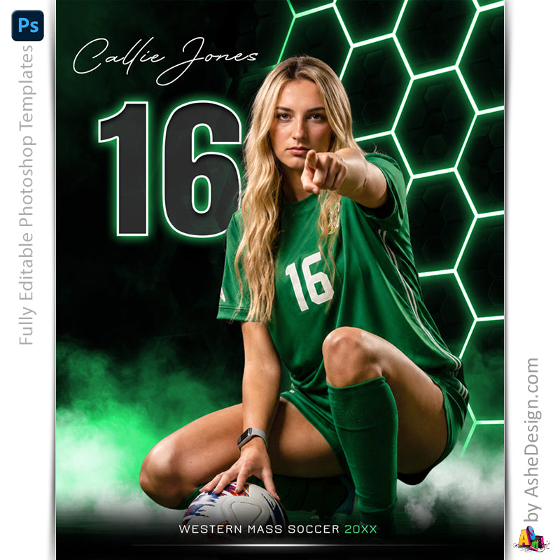 Amped Effects - Honeycomb Glow Multi-Sport Poster Template For Photoshop