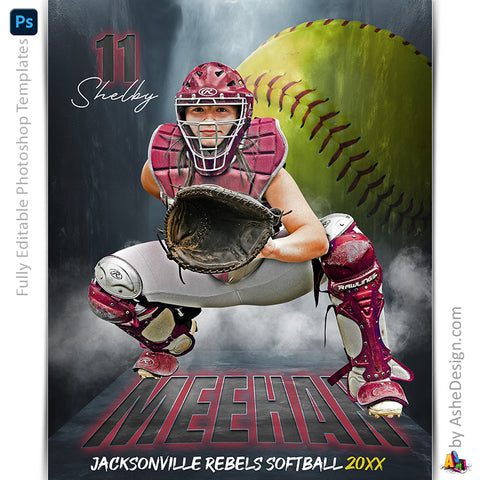 Amped Effects - In Perspective Softball Poster Template For Photoshop