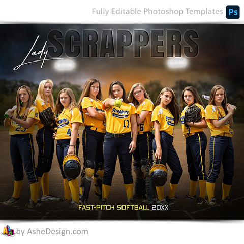 Amped Effects - In The Shadows Softball Team Poster Template For Photoshop