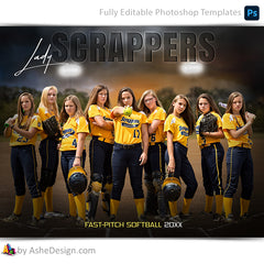 Amped Effects - In The Shadows Softball Team Poster Template For Photoshop