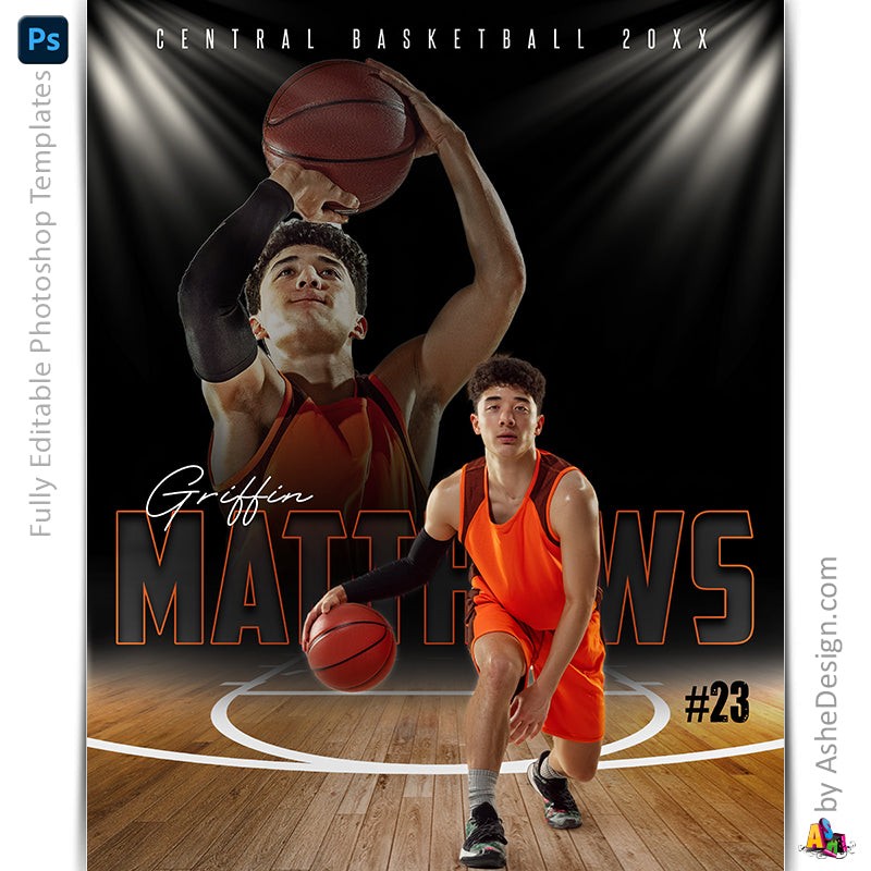 Amped Effects - In The Spotlight Basketball Poster Template For Photoshop