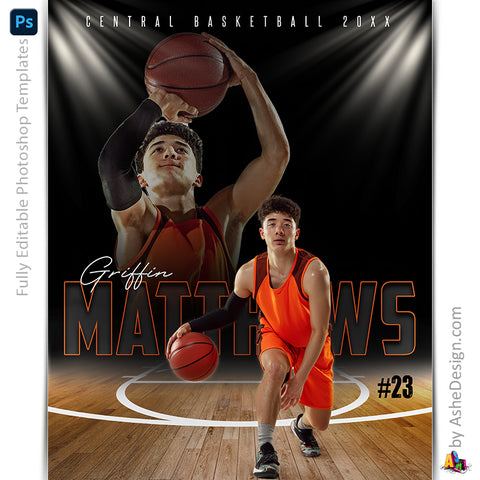 Amped Effects - In The Spotlight Basketball Poster Template For Photoshop