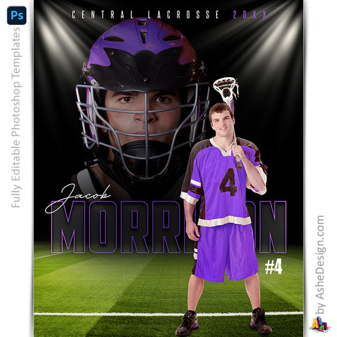 Amped Effects - In The Spotlight Lacrosse Poster Template For Photoshop