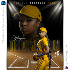 Amped Effects - In The Spotlight Softball Poster Template For Photoshop
