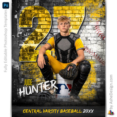 Amped Effects - Legacy Wall Baseball Poster Template For Photoshop