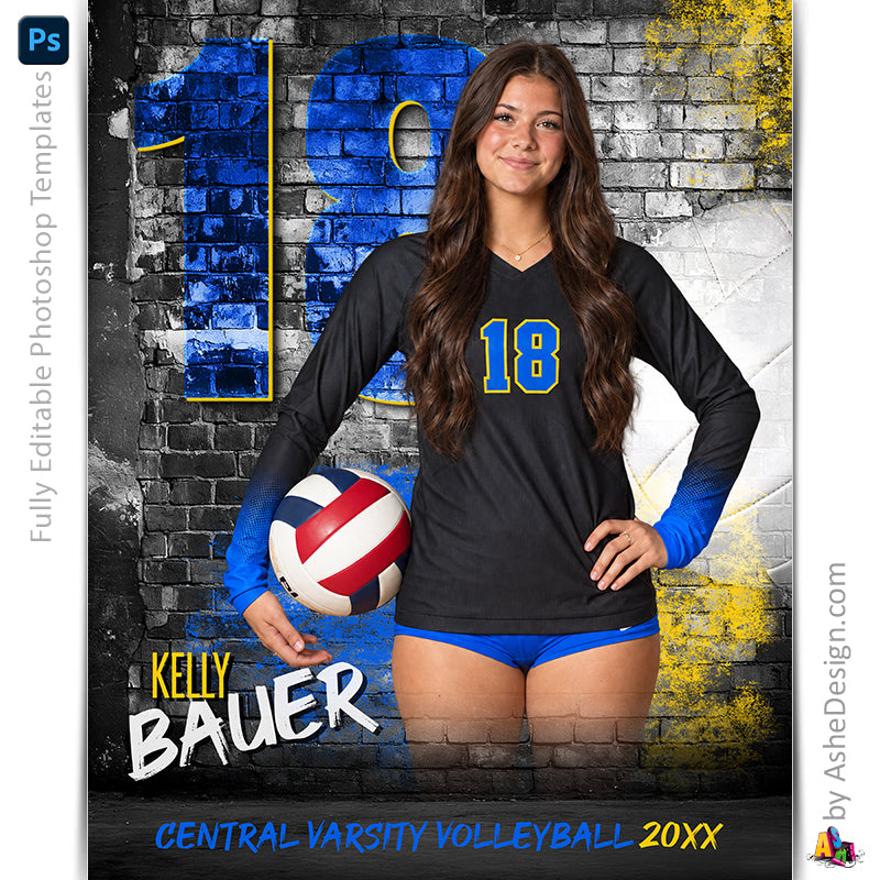 Amped Effects - Legacy Wall Volleyball Poster Template For Photoshop