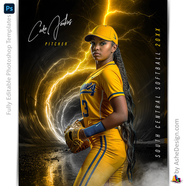 Amped Effects - Lightning Tunnel Multi-Sport Poster Template For Photoshop