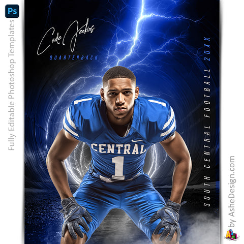 Amped Effects - Lightning Tunnel Multi-Sport Poster Template For Photoshop