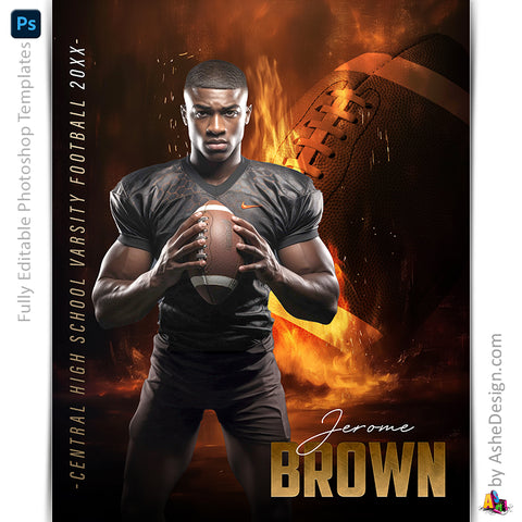 Amped Effects - On Fire Football Poster Template For Photoshop