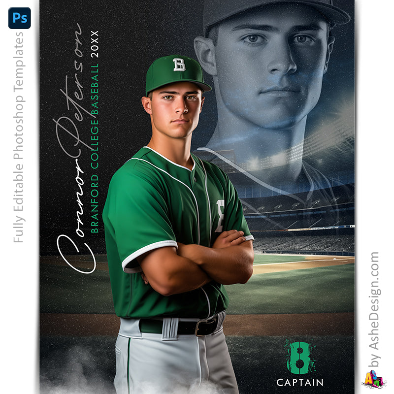 Amped Effects - Reflection Baseball Poster Template For Photoshop