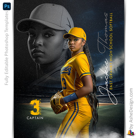 Amped Effects - Reflection Softball Poster Template For Photoshop