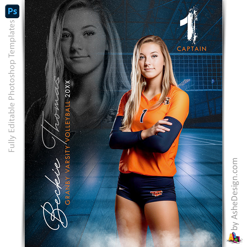 Amped Effects - Reflection Volleyball Poster Template For Photoshop