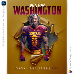 Amped Effects - Ripping Through Football Poster Template For Photoshop