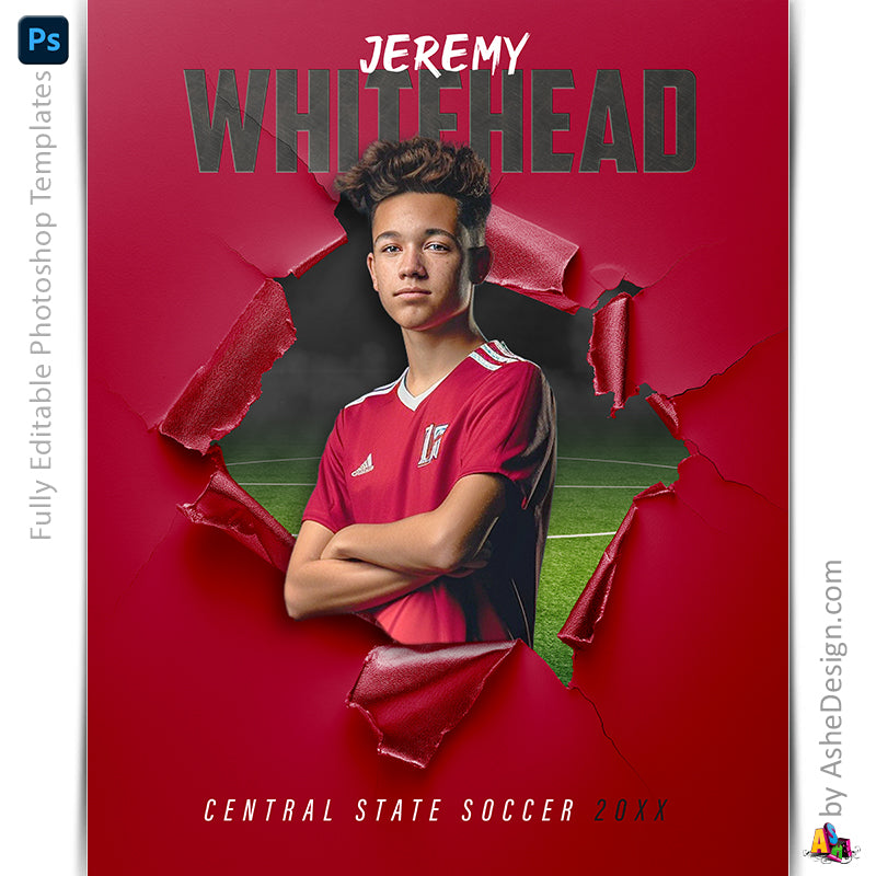 Amped Effects - Ripping Through Soccer Poster Template For Photoshop