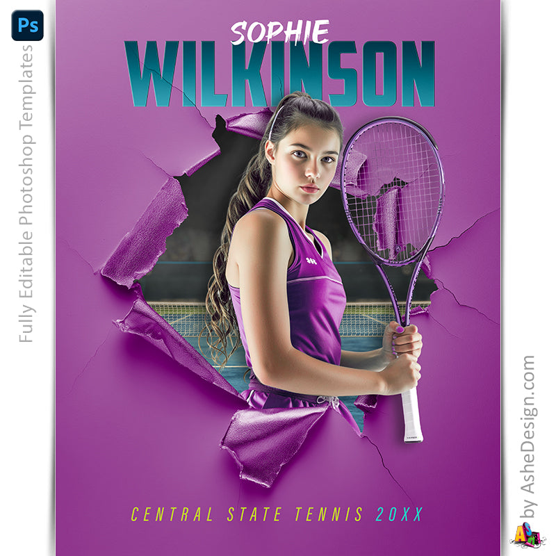 Amped Effects - Ripping Through Tennis Poster Template For Photoshop