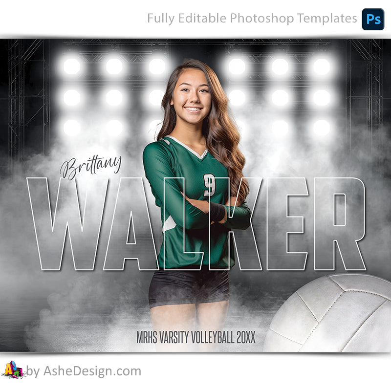 Amped Effects - Side Lights Volleyball Poster Template For Photoshop