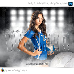 Amped Effects - Side Lights Volleyball Poster Template For Photoshop