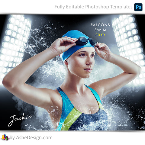 Amped Effects - Smokey Lights Swim Poster Template For Photoshop