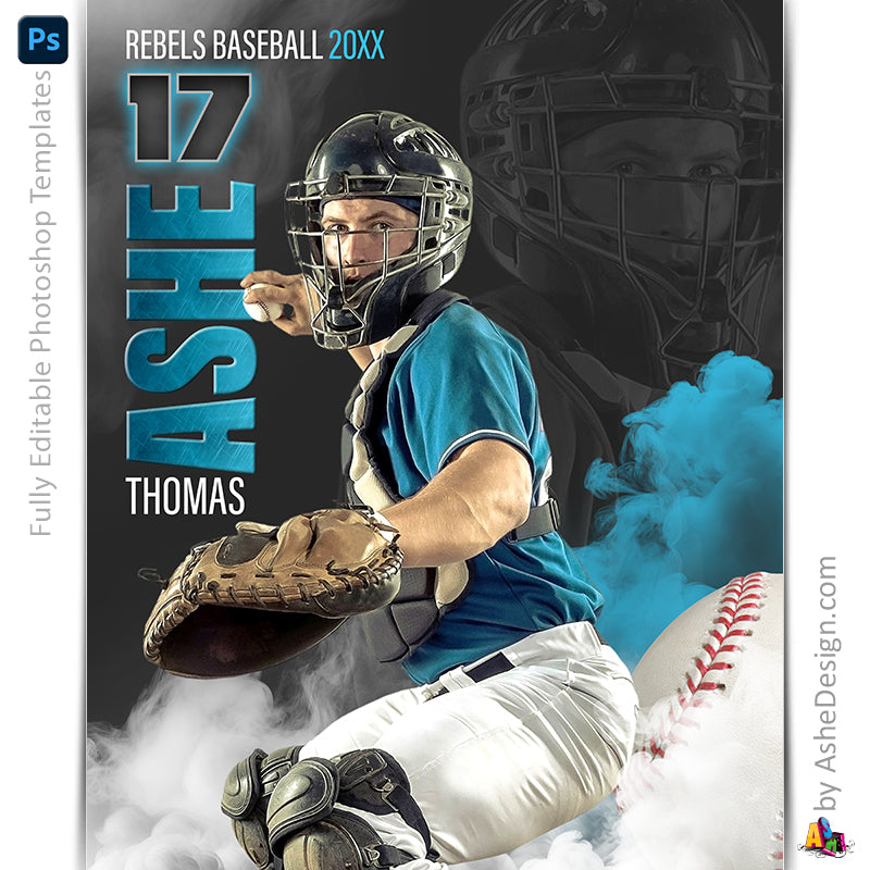 Amped Effects - Sports Legends Baseball Poster Template For Photoshop
