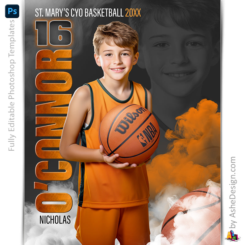 Amped Effects - Sports Legends Basketball Poster Template For Photoshop