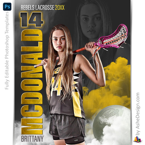 Amped Effects - Sports Legends Lacrosse Poster Template For Photoshop