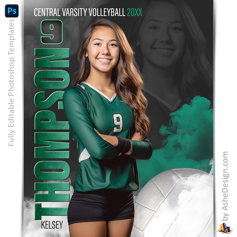 Amped Effects - Sports Legends Volleyball Poster Template For Photoshop