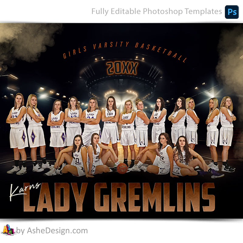 Amped Effects - Stadium Lights Basketball Team Poster Template For Photoshop