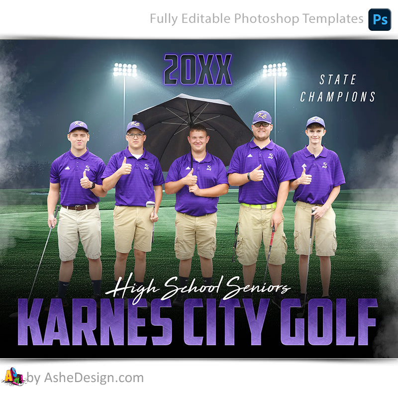 Amped Effects - Stadium Lights Golf Team Poster Template For Photoshop