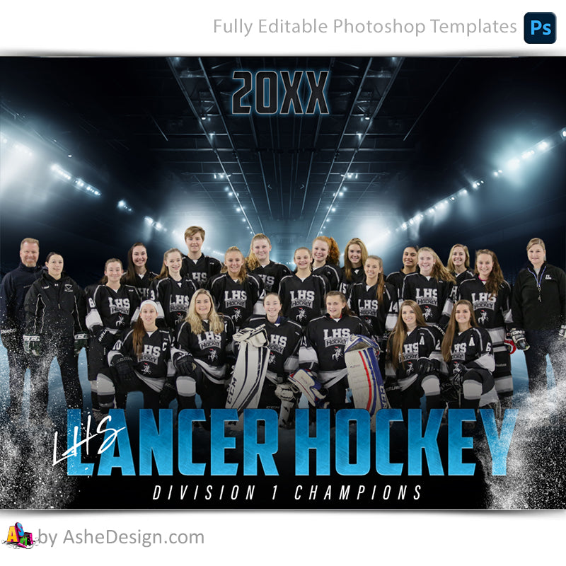 Amped Effects - Stadium Lights Hockey Team Poster Template For Photoshop