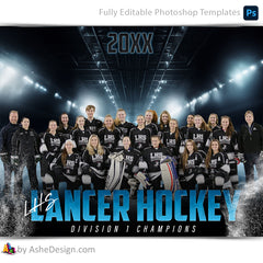 Amped Effects - Stadium Lights Hockey Team Poster Template For Photoshop