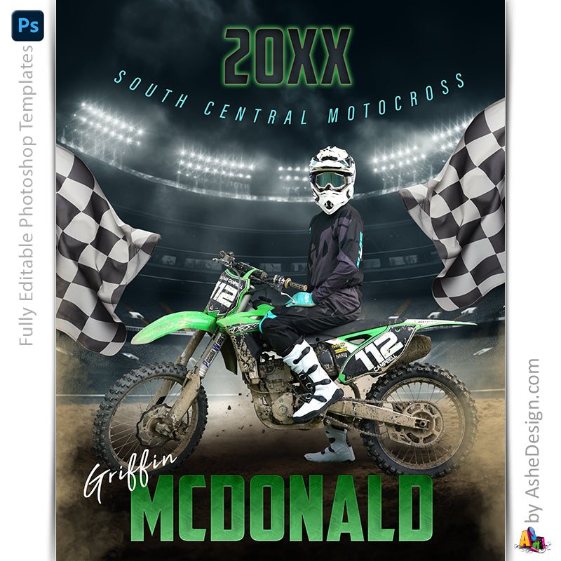 Amped Effects - Stadium Lights Motocross Poster Template For Photoshop