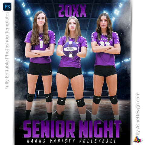 Amped Effects - Stadium Lights Volleyball Poster Template For Photoshop