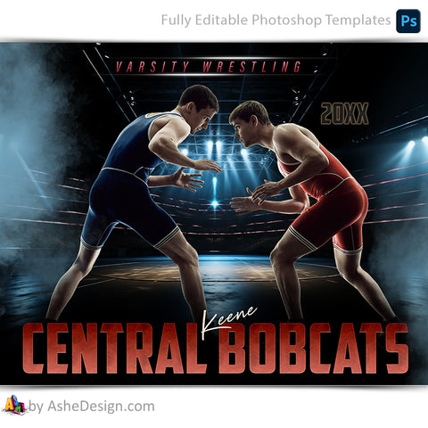 Amped Effects - Stadium Lights Wrestling Team Poster Template For Photoshop