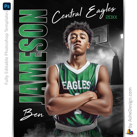 Amped Effects - Standout Basketball Poster Template For Photoshop