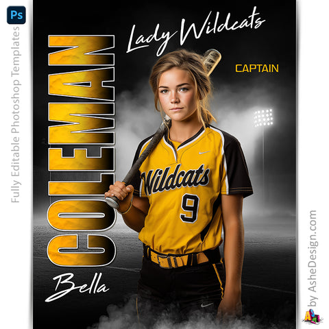 Amped Effects - Standout Softball Poster Template For Photoshop