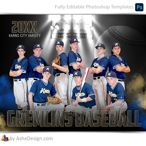 Amped Effects - Under The Lights Baseball Team Poster Template For Photoshop