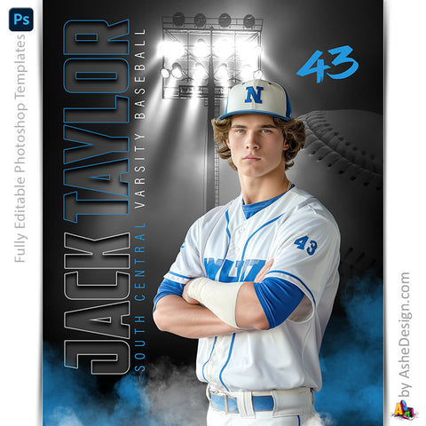 Amped Effects - Under The Lights Baseball Poster Template For Photoshop