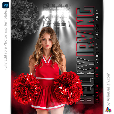 Amped Effects - Under The Lights Cheer Poster Template For Photoshop