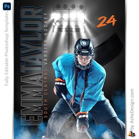 Amped Effects - Under The Lights Hockey Poster Template For Photoshop