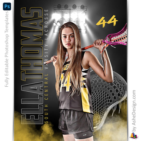 Amped Effects - Under The Lights Lacrosse Poster Template For Photoshop